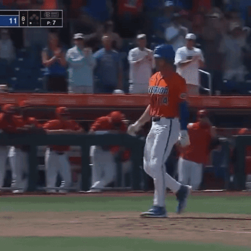 Baseball Player In Orange Florida Jersey Running GIF