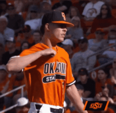 Baseball Player In Orange Oklahoma State Jersey GIF