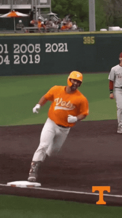 Baseball Player In Orange Vols Shirt GIF