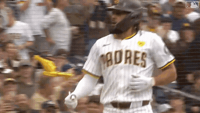 Baseball Player In Padres Uniform In Front Of Crowd GIF