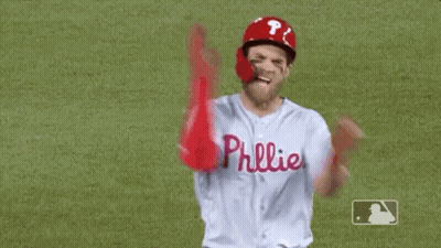 Baseball Player In Phillies Jersey Celebrating GIF