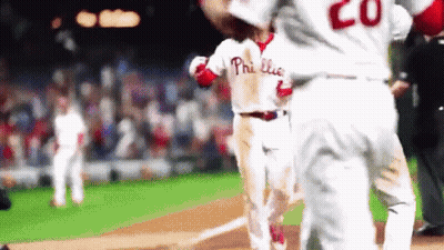 Baseball Player In Phillies Jersey Preparing To Hit GIF