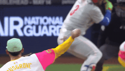 Baseball Player In Pink And Yellow Jersey Ausgrove GIF
