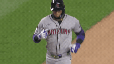 Baseball Player In Purple Arizona Jersey And Black Helmet GIF