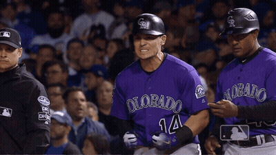 Baseball Player In Purple Colorado Jersey Walking To Dugout GIF