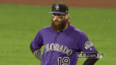 Baseball Player In Purple Jersey Number 19 GIF