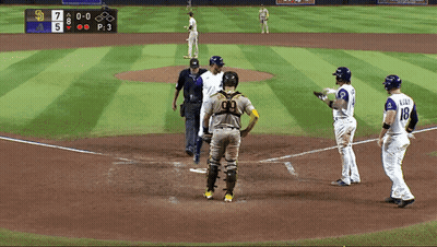 Baseball Player In Purple Jersey With Letter A GIF