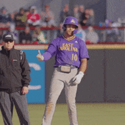 Baseball Player In Purple Shirt East Carolina 10 GIF