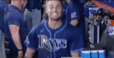 Baseball Player In Rays Jersey In Dugout GIF