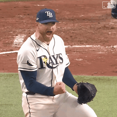 Baseball Player In Rays Jersey With TB Hat GIF