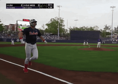 Baseball Player In Rebels Jersey Running GIF