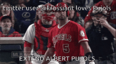 Baseball Player In Red Angels Jersey Number 5 GIF