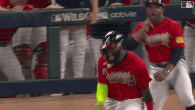 Baseball Player In Red Braves Jersey GIF