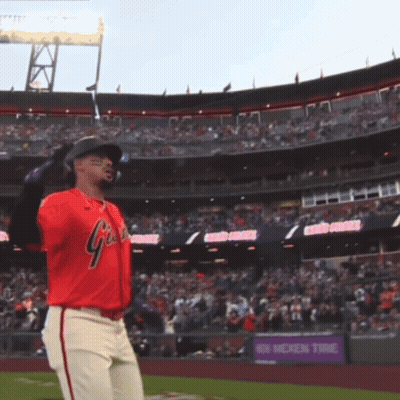 Baseball Player In Red Giants Jersey GIF
