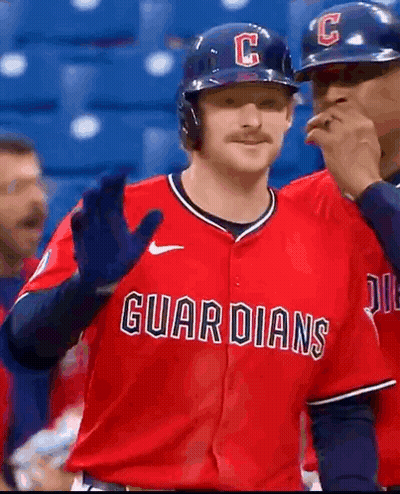 Baseball Player In Red Guardians Uniform GIF