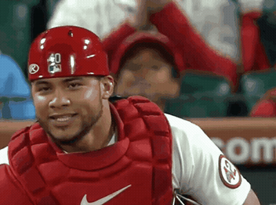 Baseball Player In Red Helmet Number 60 GIF