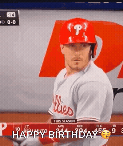Baseball Player In Red Helmet Saying Happy Birthday GIF
