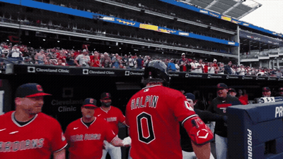 Baseball Player In Red Jersey Number 0 GIF