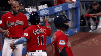 Baseball Player In Red Jersey Number 11 GIF
