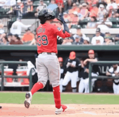 Baseball Player In Red Jersey Number 39 Running To Home Plate GIF