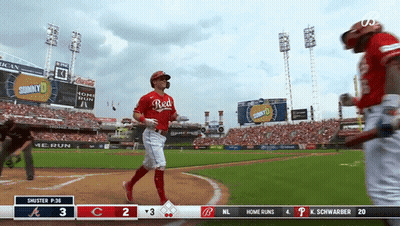 Baseball Player In Red Jersey Running To Home Plate GIF