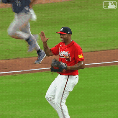 Baseball Player In Red Jersey Saying Atlanta GIF