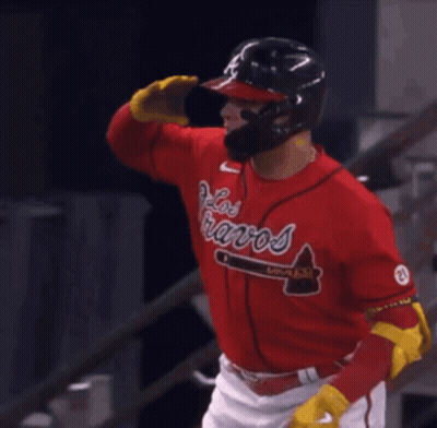 Baseball Player In Red LA Francos Jersey GIF