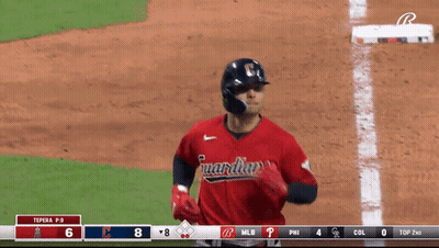 Baseball Player In Red Marlins Jersey GIF