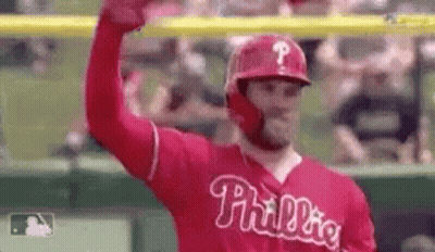 Baseball Player In Red Phillies Jersey GIF