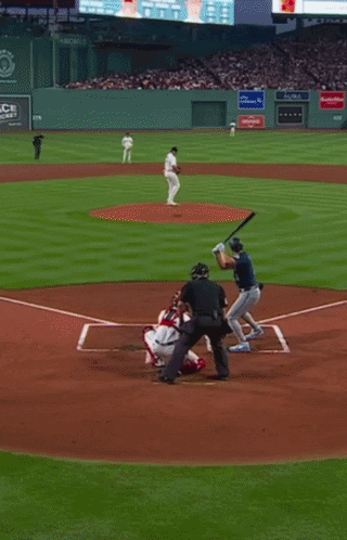 Baseball Player In Red Sox Jersey Talking To Player GIF