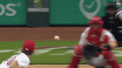 Baseball Player In Red Uniform Number 8 GIF