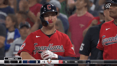 Baseball Player In Red Uniform Saying Guardians GIF