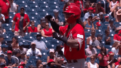 Baseball Player In Red Uniform With Crowd GIF