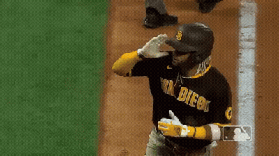 Baseball Player In San Diego Jersey And Gloves GIF