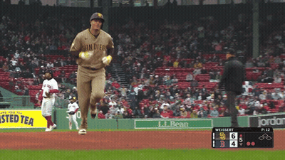 Baseball Player In San Diego Uniform Running GIF