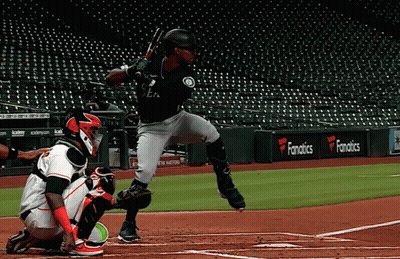 Baseball Player In Seahawks Uniform Ready To Swing GIF