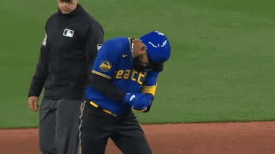 Baseball Player In Seattle Jersey Being Helped Off Field GIF