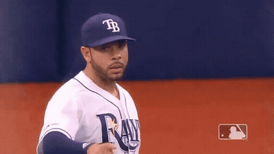 Baseball Player In TB Hat Standing On Field GIF