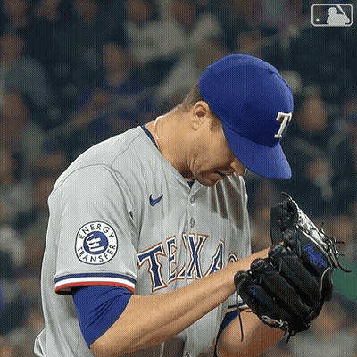 Baseball Player In Texas Jersey Looking Down GIF