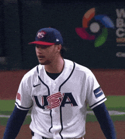 Baseball Player In USA Jersey And Blue Hat GIF