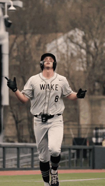 Baseball Player In Wake Jersey Running On Field GIF