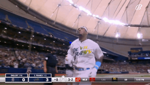Baseball Player In White Devil Rays Jersey GIF