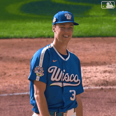 Baseball Player In Wisco Jersey And Hat GIF
