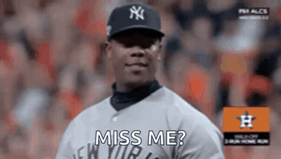 Baseball Player In Yankees Hat Saying Miss Me GIF