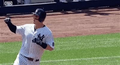 Baseball Player In Yankees Uniform Running GIF