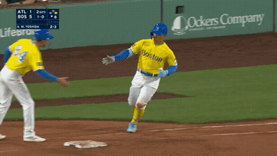 Baseball Player In Yellow Boston Jersey GIF