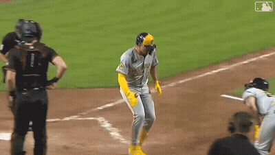Baseball Player In Yellow Helmet Running To Base GIF