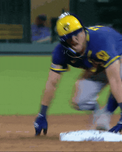 Baseball Player In Yellow Helmet With Letter G GIF