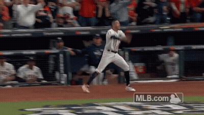 Baseball Player Jumping In Front Of MLB.com Ad GIF