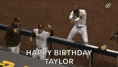 Baseball Player Jumping Over Fence Happy Birthday Taylor GIF